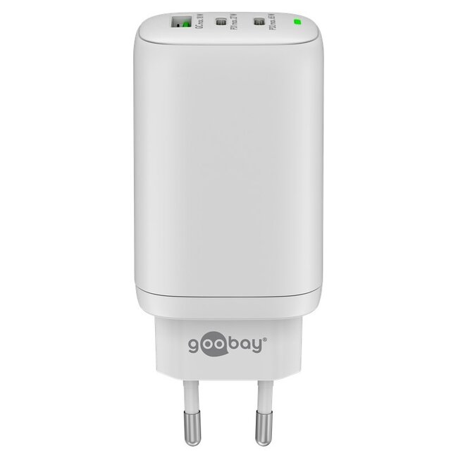 Goobay thuislader met 2x USB-C PD en 1x USB-A QC | GaN | 65W | wit
