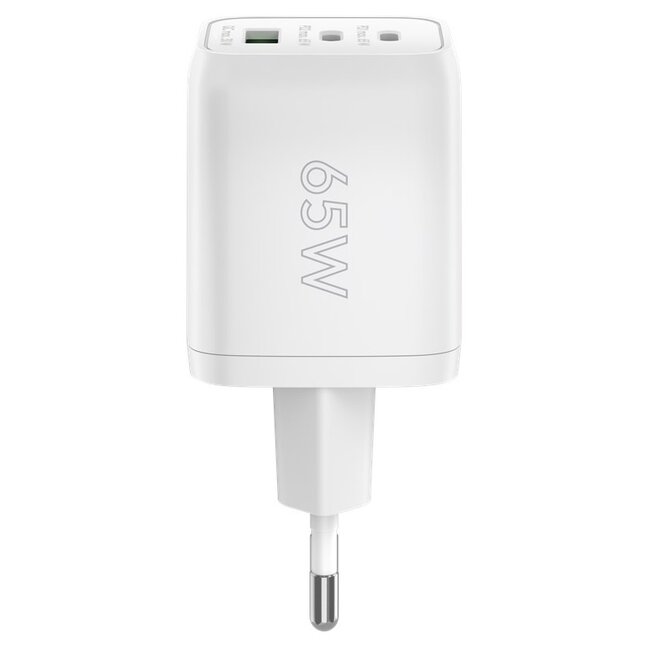Goobay nano thuislader met 2x USB-C PD en 1x USB-A QC | GaN | 65W | wit
