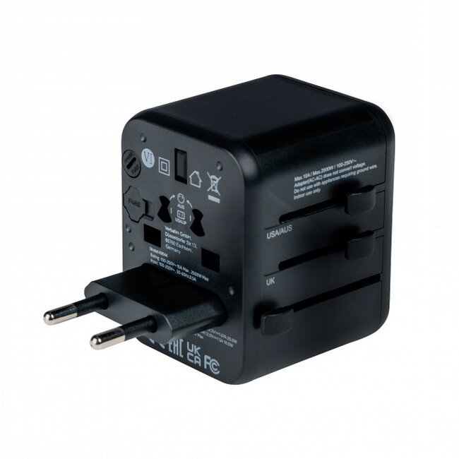 Verbatim UTA-02 universele reisadapter | 1x USB-A + 1x USB-C | 20W
