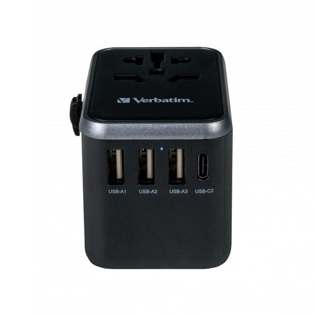 Verbatim UTA-04 universele reisadapter | 3x USB-A + 2x USB-C | 61W