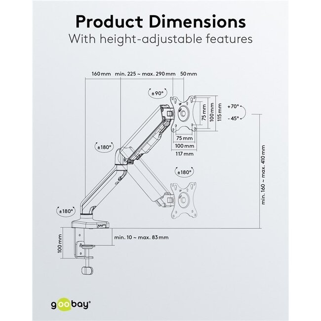 Goobay bureaubeugel voor monitoren tot 32 inch | interactief
