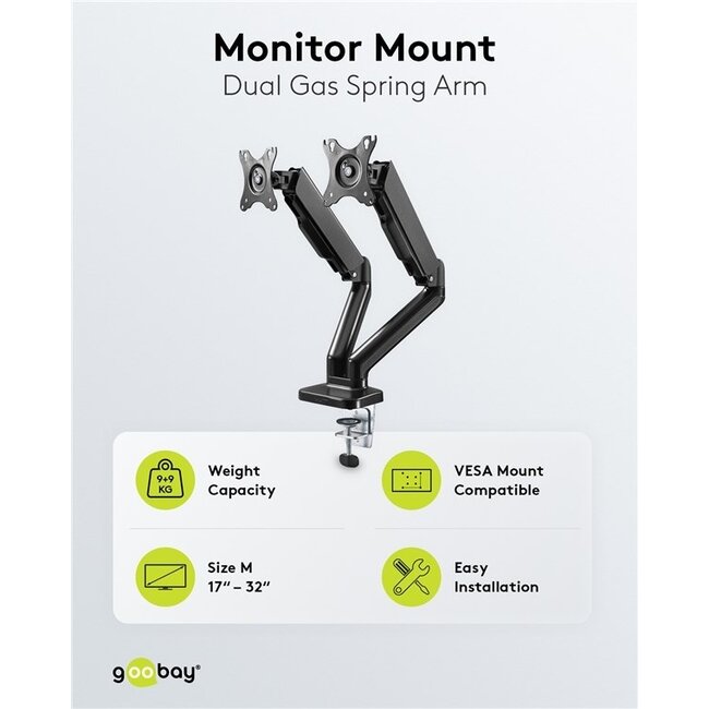 Goobay bureaubeugel voor 2 monitoren tot 32 inch | interactief