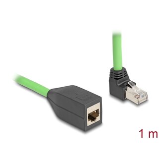 DeLOCK Delock RJ45 Network Extension Cable Cat.6A plug upwards angled to jack SF/UTP suitable for drag chains PUR (TPU) 1 m green