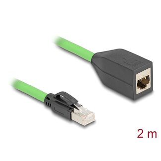 DeLOCK Delock RJ45 Network Extension Cable Cat.6A plug to jack SF/UTP suitable for drag chains PUR (TPU) 2 m green
