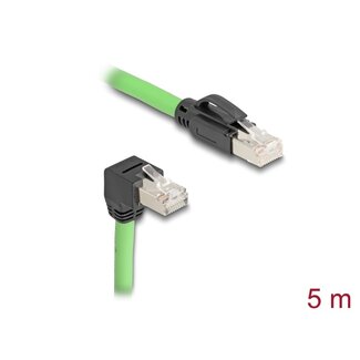 DeLOCK Delock RJ45 Network Cable Cat.6A plug to plug downwards angled SF/UTP suitable for drag chains PUR (TPU) 5 m green