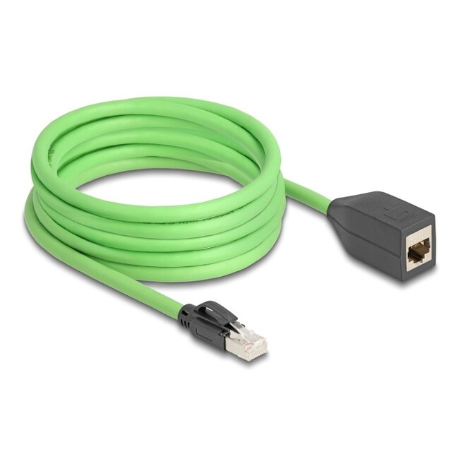Delock RJ45 Network Extension Cable Cat.6A plug to jack SF/UTP suitable for drag chains PUR (TPU) 5 m green