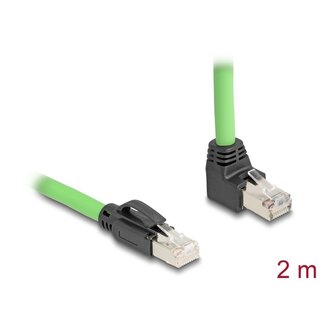 DeLOCK Delock RJ45 Network Cable Cat.6A plug to plug upwards angled SF/UTP suitable for drag chains PUR (TPU) 2 m green