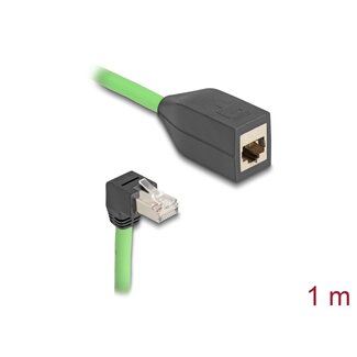 DeLOCK Delock RJ45 Network Extension Cable Cat.6A plug downwards angled to jack SF/UTP suitable for drag chains PUR (TPU) 1 m green