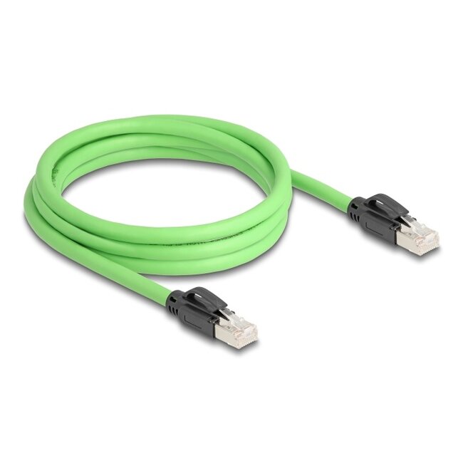 Delock RJ45 Network Cable Cat.6A plug to plug SF/UTP suitable for drag chains PUR (TPU) 2 m green