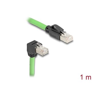 DeLOCK Delock RJ45 Network Cable Cat.6A plug to plug downwards angled SF/UTP suitable for drag chains PUR (TPU) 1 m green