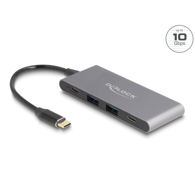Delock 4 Port USB Type-C™ Hub with 2 x USB Type-A and 2 x USB Type-C™ 10 Gbps