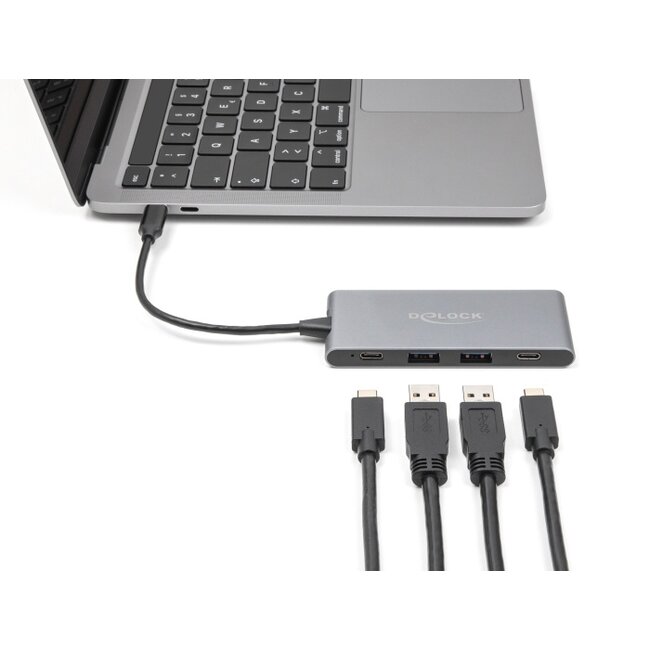 Delock 4 Port USB Type-C™ Hub with 2 x USB Type-A and 2 x USB Type-C™ 10 Gbps