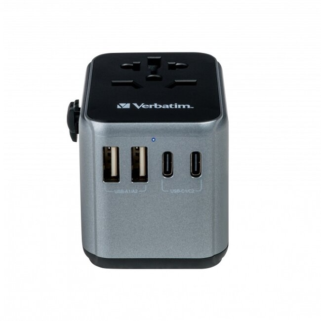 Verbatim UTA-03 universele reisadapter | 2x USB-A + 3x USB-C | 30W