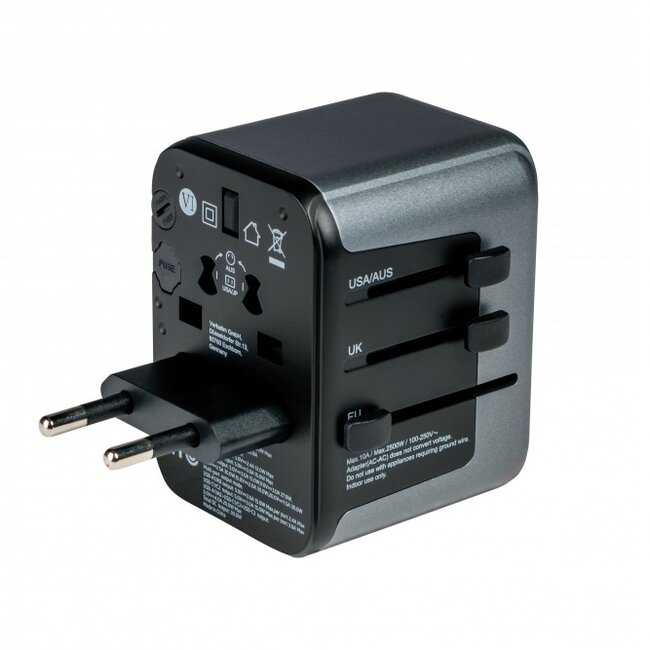 Verbatim UTA-03 universele reisadapter | 2x USB-A + 3x USB-C | 30W