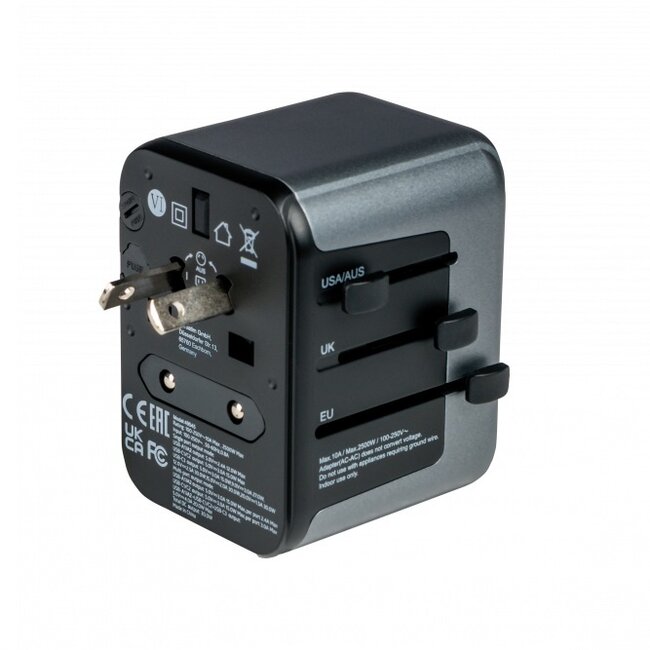 Verbatim UTA-03 universele reisadapter | 2x USB-A + 3x USB-C | 30W