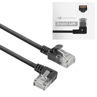 ACT UTP CAT6a slimline netwerkkabel | haaks (links) / recht | LSZH | zwart | 0,15 meter