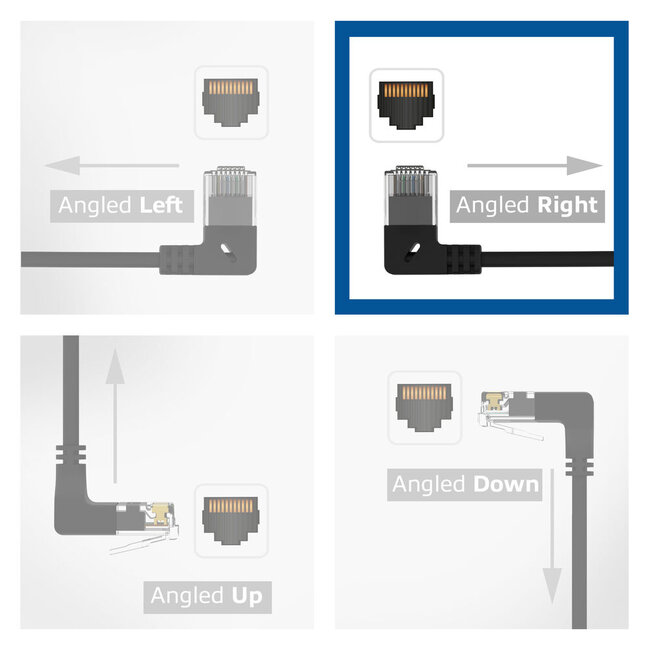 UTP CAT6a slimline netwerkkabel | haaks (rechts) / recht | LSZH | zwart | 0,25 meter