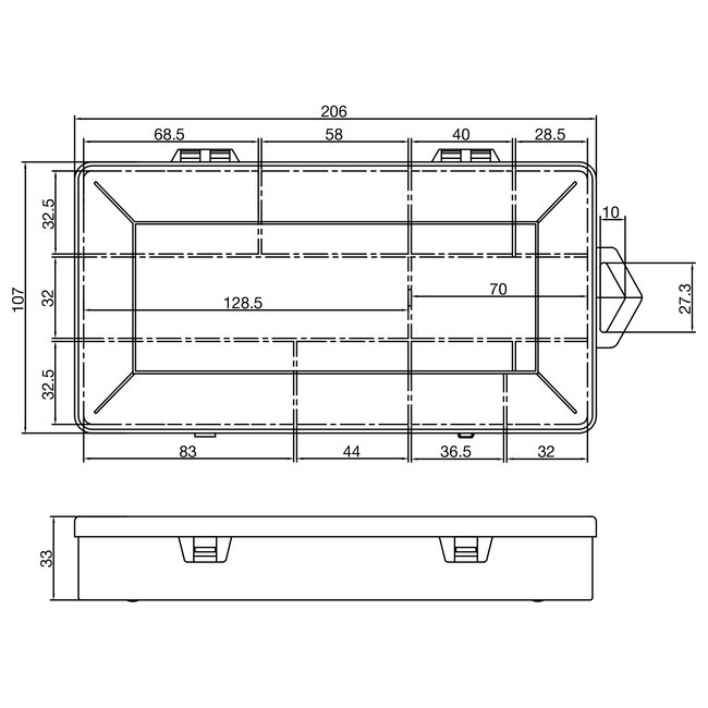 InLine® Opbergdoos kleine onderdelen, 10 vakjes, afmetingen: 206x107x33mm