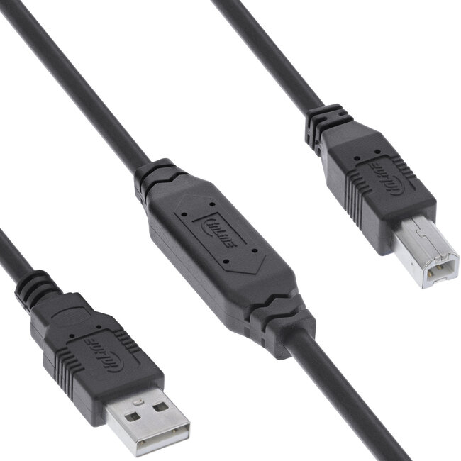 InLine® USB 2.0 active cable, USB-A male to USB-B male, 12.5m