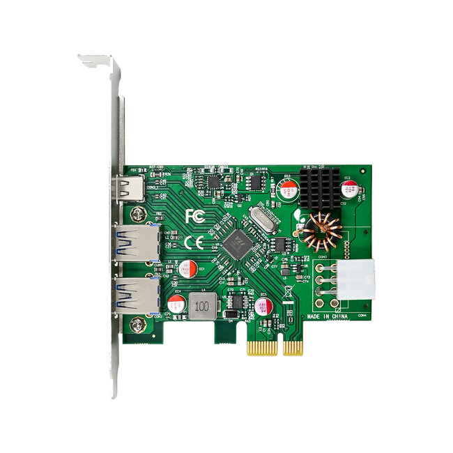 InLine® 2x USB-A, 1x USB-C 3.2 Gen.1 Host Controller PCIe, PD3.0, 6pin Power