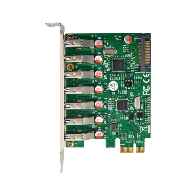 InLine® USB-A 3.2 Gen.1 7 Port Host Controller PCIe, SATA Power