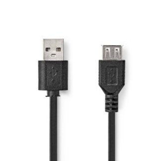 Nedis USB-Kabel | USB 2.0 | USB-A Male | USB-A Female | 480 Mbps | Vernikkeld | 0.20 m | Rond | PVC | Zwart | Doos