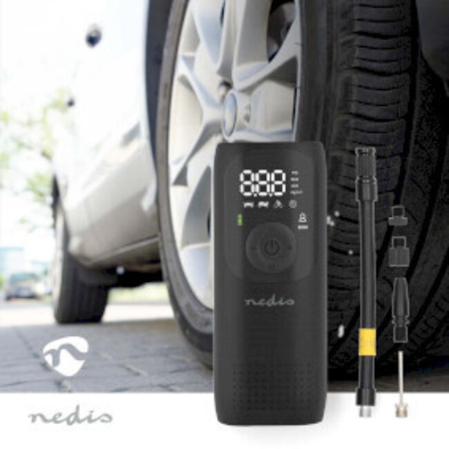 Oplaadbare luchtcompressor | 0.1 - 10.3 Bar | Dunlop-ventiel | Standen: Auto / Motor / Fiets / Bal | Ja | Luchtdruk meter