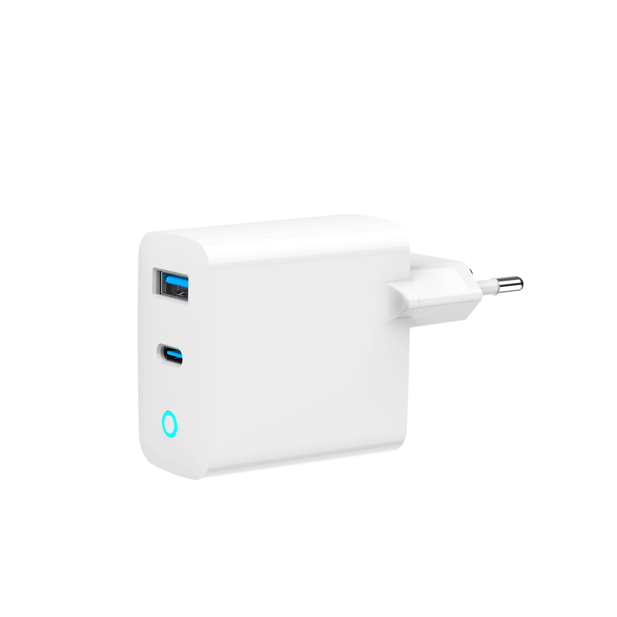 2-poorts 45 W GaN USB snellader, LED, wit