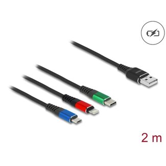 DeLOCK Delock USB Charging Cable 3 in 1 Type-A to Lightning™ / Micro USB / USB Type-C™ 2 m 3-coloured