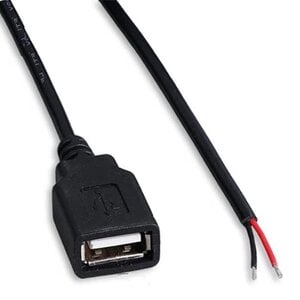 USB-A (v) - open eind voedingskabel | zwart | 0,30 meter