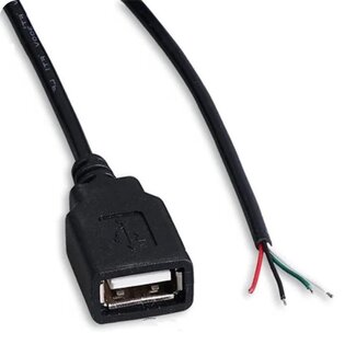 Universal USB-A (v) - open eind kabel | USB2.0 | zwart | 0,30 meter