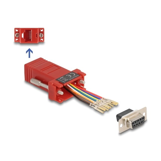 Delock D-Sub 9 pin female to RJ45 female Assembly Kit red