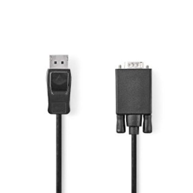 VGA-Kabel | DisplayPort Male | VGA Male | Vernikkeld | Maximale resolutie: 1080p | 1.00 m | Rond | PVC | Zwart | Envelop