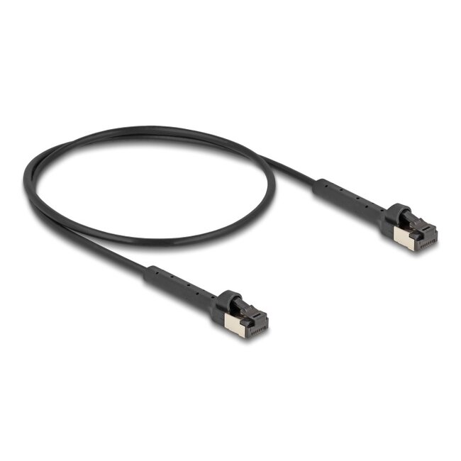 Delock RJ45 Slim Network Cable Cat.6A U/FTP angled black 0.5 m