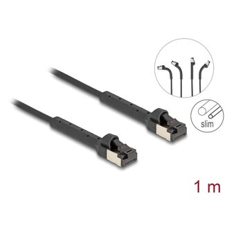 DeLOCK Delock RJ45 Slim Network Cable Cat.6A U/FTP angled black 1 m