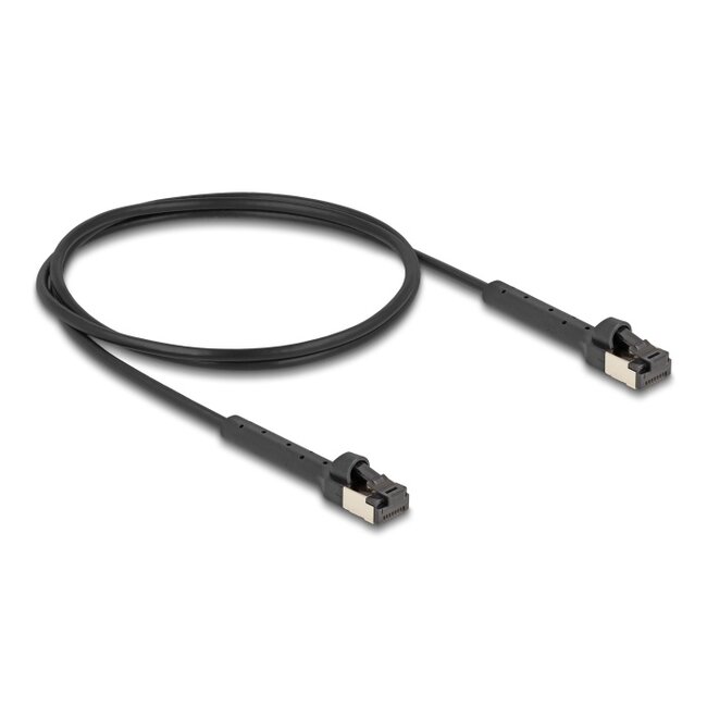 Delock RJ45 Slim Network Cable Cat.6A U/FTP angled black 1 m