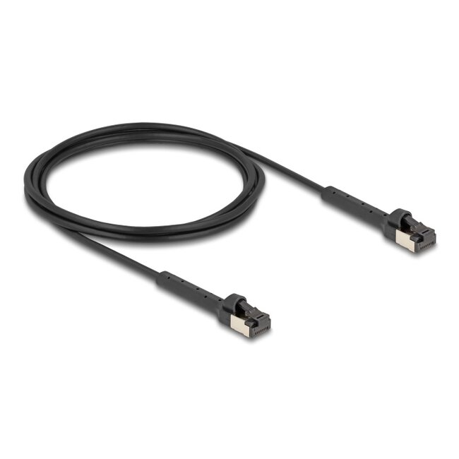 Delock RJ45 Slim Network Cable Cat.6A U/FTP angled black 2 m