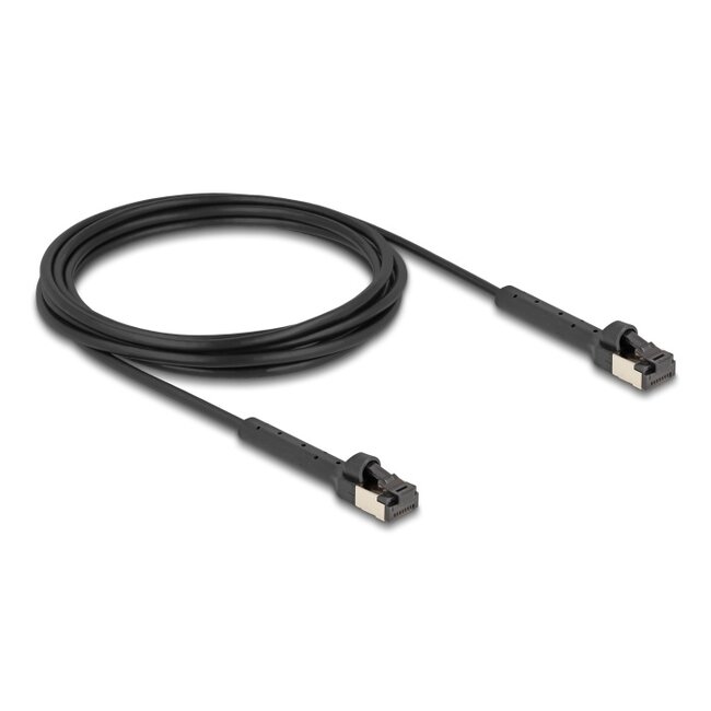 Delock RJ45 Slim Network Cable Cat.6A U/FTP angled black 3 m