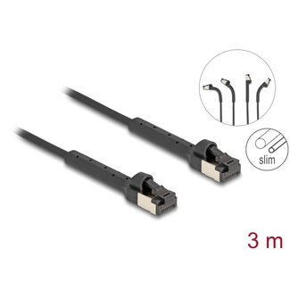 DeLOCK Delock RJ45 Slim Network Cable Cat.8.1 U/FTP angled up to 40 Gbps black 3 m
