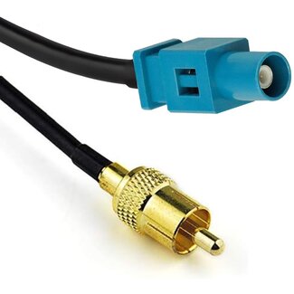 Universal Fakra Z (m) - Tulp RCA (m) auto video adapter kabel | RG174 | 50 Ohm | 0,25 meter