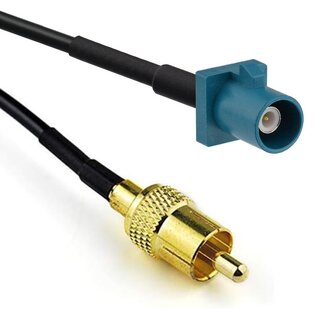 Universal Fakra Z (m) compact - Tulp RCA (m) auto video adapter kabel | RG174 | 50 Ohm | 0,25 meter