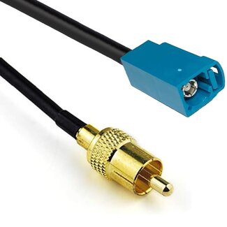 Universal Fakra Z (v) – Tulp RCA (m) auto video adapter kabel | RG174 | 50 Ohm | 0,25 meter