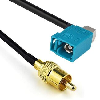 Universal Fakra Z (v) haaks - Tulp RCA (m) auto video adapter kabel | RG174 | 50 Ohm | 0,25 meter