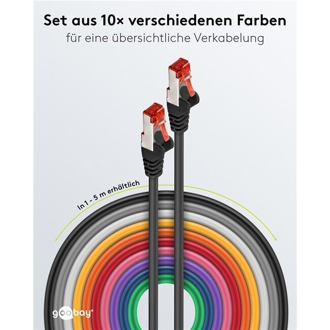 Goobay CAT 6 Patch Cable S/FTP (PiMF), 3 m, Set in 10 Colours