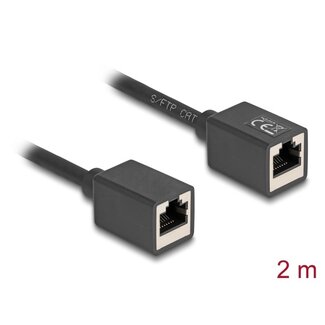DeLOCK Delock Network Extension Cable Coupler RJ45 jack to RJ45 jack Cat.6A S/FTP 2 m black