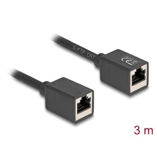 DeLOCK Delock Network Extension Cable Coupler RJ45 jack to RJ45 jack Cat.6A S/FTP 3 m black