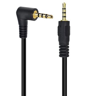 Universal 2,5mm Jack kabel | haaks/recht | 4-polig | verguld | zwart | 1,5 meter