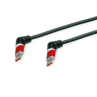 Roline ROLINE 360° Rotatie USB 2.0 Kabel, Type C - Type C, M/M, 60W, rood / zwart, 2 m