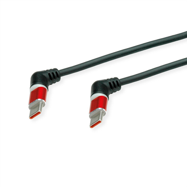 ROLINE 360° Rotatie USB 2.0 Kabel, Type C - Type C, M/M, 60W, rood / zwart, 2 m