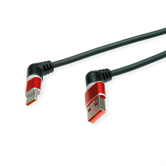 Roline ROLINE 360° Rotatie USB 2.0 Kabel, Type C - Type A, M/M, rood / zwart, 2 m